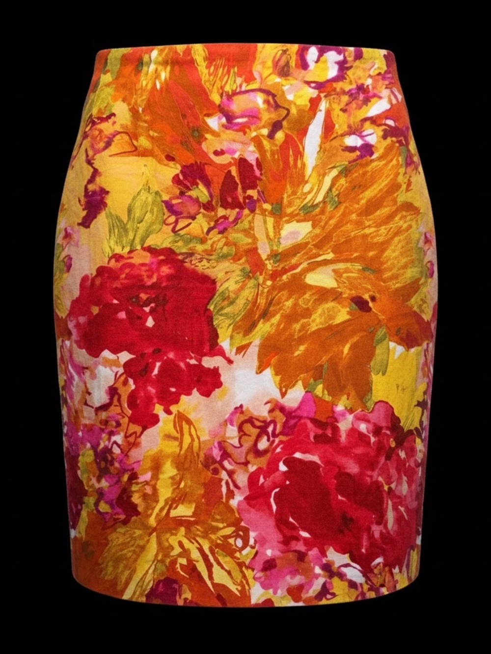 J. Crew Floral Pencil Skirt in Red, Orange & Yellow